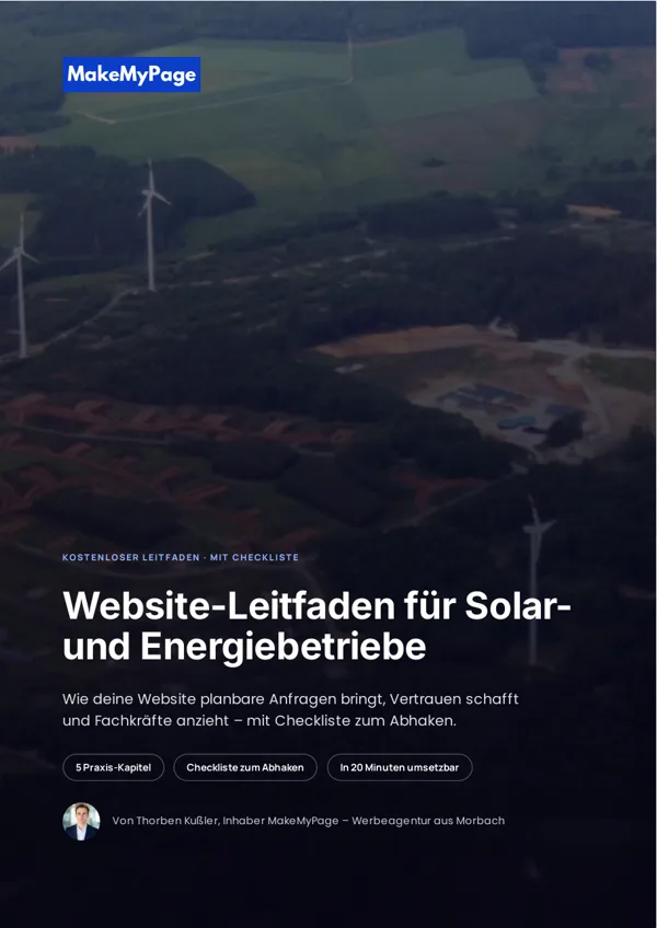 Titelseite: Website-Leitfaden für Solar- und Energiebetriebe